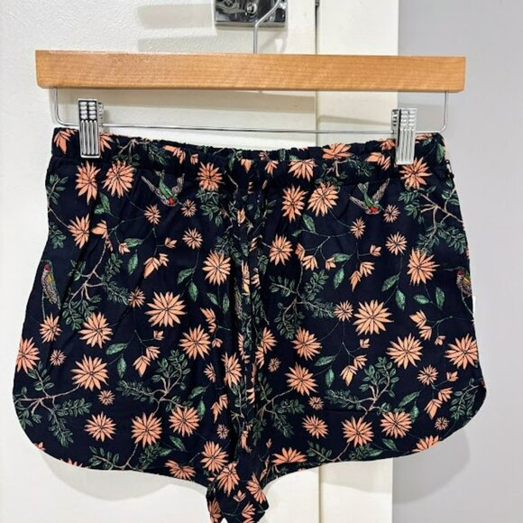 RVCA New Yume Navy Blue Floral Print Drawstring Shorts - Picture 9 of 9